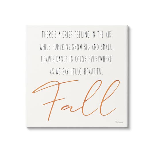 Stupell Industries Hello Beautiful Fall Uplifting Rhyme Canvas Wall Art